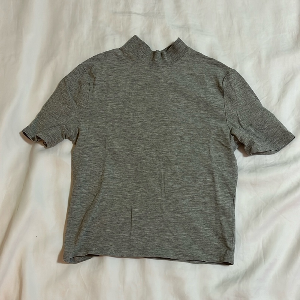 Grey mock neck crop top